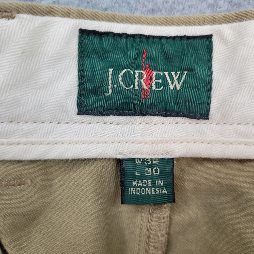 J. Crew Oarsman Broken In Straight Pants Mens 34x30 Khaki Tan Chino Cotton